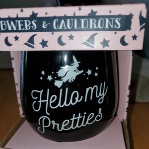 Cobwebs and Cauldrons Glow in the Dark Wine Glass